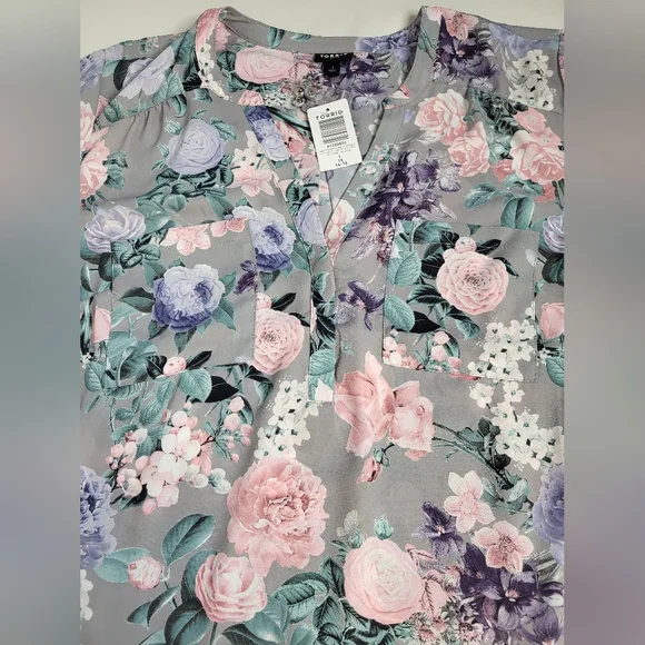 NEW Torrid Harper Georgette Blouse In Harmonic Grey Floral Size 1X 14-16 NWT - Picture 12 of 14